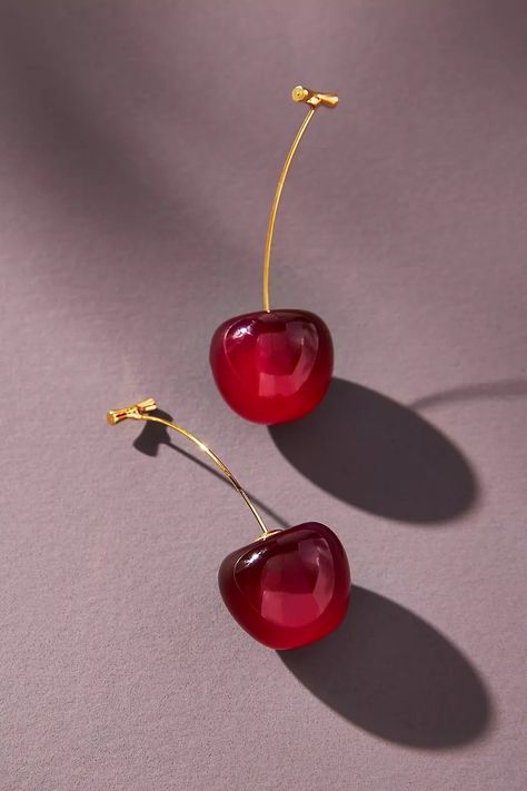 Cherry Drop Earrings | Anthropologie Cherry Drop Earrings, Anthropologie Style, Formal Jewelry, Fruit Jewelry, Cherry Earrings, Anthropologie Jewelry, Jewelry Lookbook, Girly Jewelry, Gold Drop Earrings