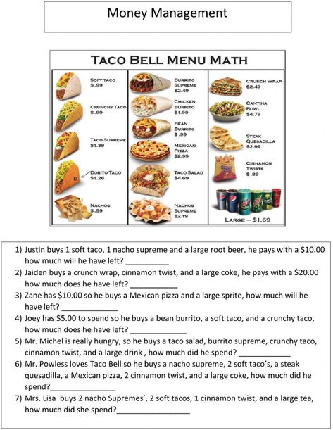 Money Skills Worksheets, Money Management Worksheets, Financial Literacy Worksheets, Money Management Books, Money Word Problems, Maths Worksheet, Money Management Activities, Financial Literacy Lessons, Consumer Math