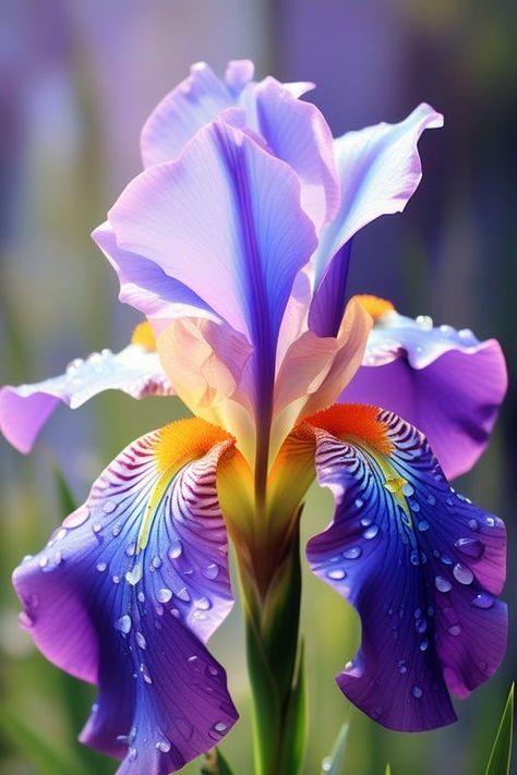 Iris Flowers Garden, Clock Flower, Very Beautiful Flowers, Iris Painting, Strange Flowers, Digital Flower, Beautiful Flowers Garden, Flower Art Images, Rare Flowers