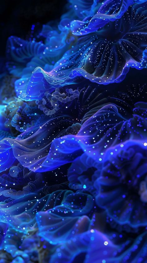 Ultraviolet Zoanite Extrusion. Pulsating ultraviolet zoanite polyps extrude from lightless oceanic crevasses, their bioluminescent tentacles undulating in hypnotic patterns amid the shadowy bathypelagic murk. Bioluminescence Aesthetic Wallpaper, Water World Art, Depths Of The Ocean, Deep Sea Bioluminescence, Bioluminescent Deep Sea Creatures, Neon Ocean Aesthetic, Underwater Bioluminescent, Bioluminescent Aesthetic, Bioluminescence Beach Aesthetic