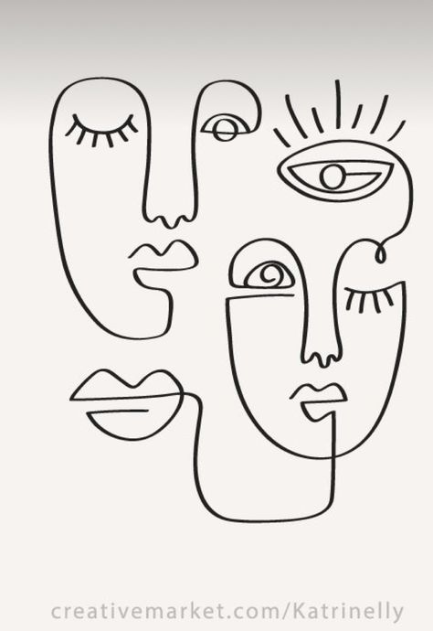 One Line Drawings, Art Branding, Drawing Female, Primitive Art, Women Faces, One Line Drawing, Textile Print, Soyut Sanat Tabloları, Patterns Fashion