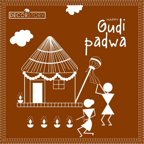 As we celebrate Gudi Padwa, we are reminded of the rich cultural heritage of Maharashtra. One of the most iconic aspects of Maharashtrian culture is the beautiful Warli paintings. These paintings are known for their intricate designs and vibrant colours, depicting scenes from everyday life, nature, and mythology. On this auspicious day, we celebrate the beginning of the Maharashtrian New Year and the arrival of spring. Maharashtra Art And Culture, Maharashtra Culture, Art Integrated Project, Maharashtrian Culture, Happy Gudi Padwa, Warli Paintings, Worli Painting, Warli Painting, Art Work Ideas