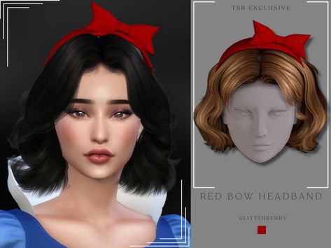 Red Bow Headband, Disney Princess Challenge, Snow White Hair, Sims Love, Disney Princess Hairstyles, Sims 4 Tattoos, Disney Challenge, Sims 4 Cas Mods, Disney Princess Outfits