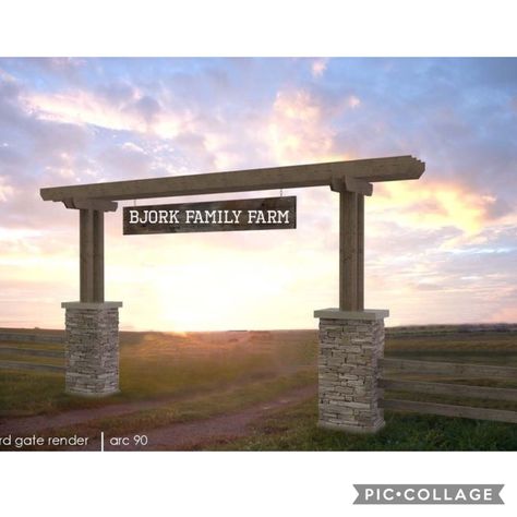 Road Entrance Ideas, Ranch Entryway Driveway, End Of Driveway Ideas Entrance Farmhouse, Driveway Arch Entrance, Drive Way Entrance Ideas, Rustic Driveway Entrance, Campground Entrance, Farmhouse Driveway Entrance, Driveway Arch