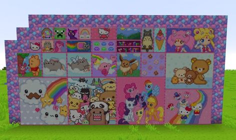 Kawaii World Minecraft, Kawaii Minecraft, Minecraft Icon, Minecraft Texture Pack, Playing Minecraft, Minecraft Village, Village Ideas, Minecraft Banner Designs, Minecraft Interior Design