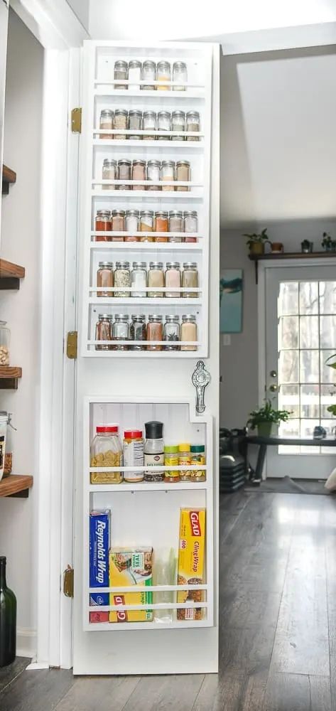 Pantry Organization Ideas: DIY Pantry Door Organizer • Maria Louise Design Diy Pantry Door, Spices Organizer, Spices Rack, Pantry Door Storage, Pantry Redo, Pantry Door Organizer, Pantry Door Ideas, Diy Spice Rack, Organize Life