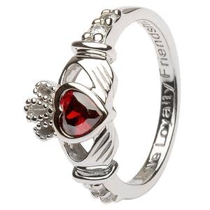 Silver Birthstone Claddagh Ring with Love, Loyalty, Friendship Engraving Claddagh Symbol, Loyalty Friendship, Silver Claddagh Ring, Typical Girl, Hand Hold, January Birthstone Rings, Claddagh Ring, Claddagh Rings, January Birthstone