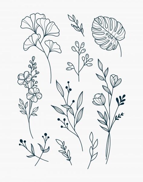 240+ Impressive Botanical Tattoo Designs (2023) - TattoosBoyGirl Floral Embroidery Designs Drawings, Simple Botanical Tattoo, Small Botanical Tattoo, Florals Drawings, Small Flower Drawing, Fleur Illustration, Botanical Doodles, Botanical Tattoo Design, Plants Tattoo