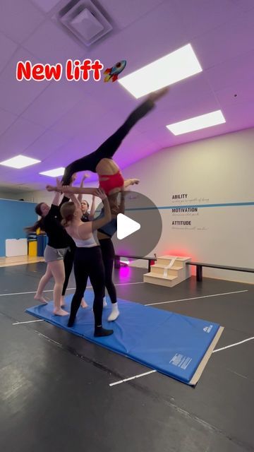 Julia Vassor on Instagram: "I lovee trying new lifts!! This one is for my contemporary dance!! Do you like lifts? Wearing my new @kandi_kouture side hustle bra!!❤️ #kandikatouredancewear #kandikatoureambassador #dancer #dancersofinstagram #lifts #flying" Acro Lifts 3 People, 3 Person Lifts Dance, Dance Lifts Group, Acro Lifts, Moulan Rouge, Dance Lifts, Choreography Ideas, Dance Tricks, Acro Dance