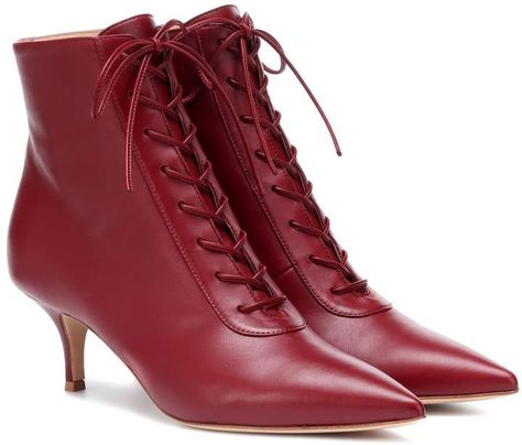 Gianvito Rossi Exclusive to Mytheresa Gillian 55 leather ankle boots Lace Ankle Boots, Velvet Ankle Boots, Prada Leather, Boot Bag, Suede Ankle Boots, Gianvito Rossi, Leather Ankle Boots, Sock Shoes, Leather And Lace