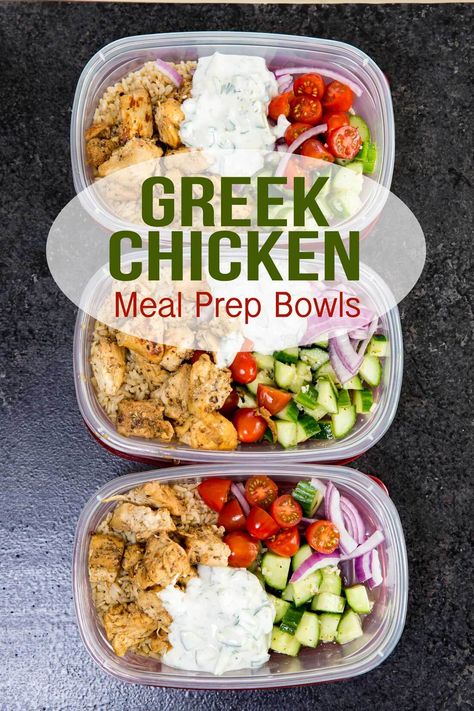 Chicken Bowl Meal Prep, Greek Chicken Meal Prep, Greek Chicken Meal, Greek Chicken Bowls, Greek Marinated Chicken, Meal Prep Easy, Chicken Bowl Recipe, Chicken Bowls, Prep Bowls