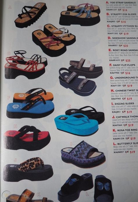 Alloy catalog 2001 Sale catalog Vintage Womens Teen Clothing Delias | #1871919542 Alloy Catalog, 90s Fashion Catalog, 90s Teen Fashion, 90s Shoes, 90s Stuff, Dr Shoes, Early 2000s Fashion, Funky Shoes, 2000s Fashion Outfits