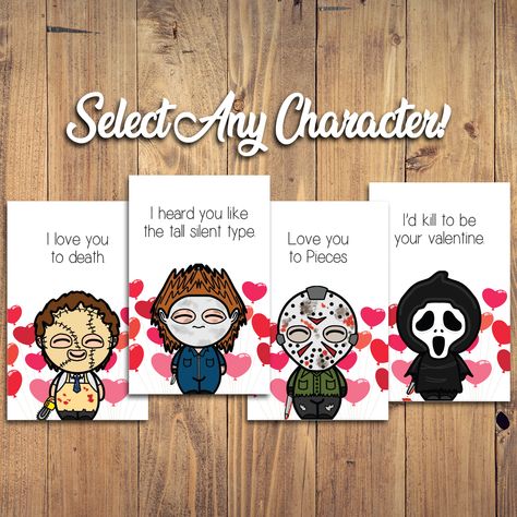 Scary Valentine Cards, Mean Valentines Day Cards, Horror Valentines Cards, Iconic Slashers, Scary Valentine, Horror Gift Ideas, Horror Valentines Day, Valentines Day Cards Tumblr, Horror Valentines