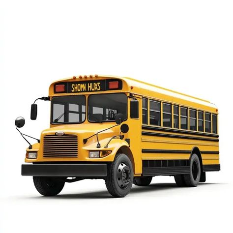 ↑↑↑ Larger size on website 🔸 A classic yellow school bus with black accents and a "SHOWN HUXS" sign above the windshield. The bus Yellow School Bus, Digital Sketch, Image Generator, The Bus, Beautiful Cat, Black Accents, School Bus, Buses, Design Inspo