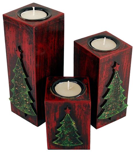 Wooden Tea Light Antique Decorative Candle Holders Set of 3 (Size 7 x 2.5 inch) | eBay Couples Wood Projects, Wooden Books Christmas, Wood Craft Gift Ideas, What To Make With Wood Scraps, Small Wooden Carvings, Christmas Barnwood Crafts, Homemade Wooden Christmas Decorations, Decoupage Wood Blocks, Wood Cut Outs For Christmas