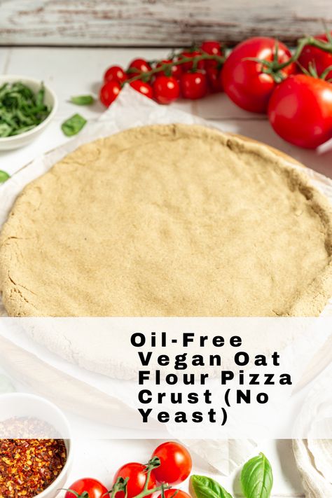 This Vegan Oat Flour Pizza Crust is oil-free, yeast-free, and gluten-free. Made with only three ingredients. Baked and ready to top in just 40 minutes. Pizza night just got even better!  #plantbasedideas #healthy #plantbasedrecipeshealthy #veganlifestyle #plantbasedeating #healthyplantbased #eating #plantbaseddinner #plantbaseddinnereasy #glutenfreeplantbasedrecipes #plantbased #glutenfree #vegan #recipes #easy #vegan #plantbased Pizza Crust No Yeast, Oat Flour Pizza Crust, Plantbased Dinner, Healthy Pizza Crust, Salt Free Recipes, Vegan Pizza Recipe, Plant Based Recipes Dinner, Gluten Free Pizza Crust, Plantbased Recipes