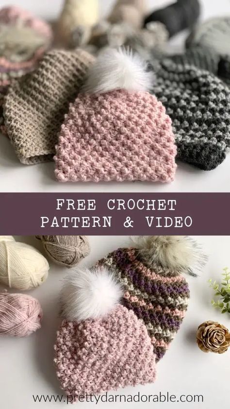 Crochet Patterns For Hats, Crochet Baby Cap, Baby Hat Free Pattern, Chunky Crochet Hat, Crochet Beanie Pattern Free, Crochet Adult Hat, Crochet Newborn Hat, Crochet Slouch Hat, Girls Crochet Hats