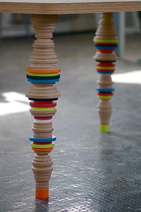 Table Leg Ideas, Table Legs Ideas, Table Legs Diy, Colorful Circle, Circle Table, Table Leg, Style Table, Furniture Legs, Furniture Inspiration