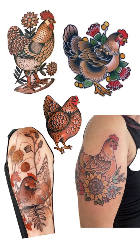 Traditional Chicken Tattoo, Anniversary Tattoo, Chicken Tattoo, Sick Tattoo, Silhouette Tattoos, Flash Tattoo Designs, Sweet Tattoos, Classic Tattoo, Halloween Tattoos