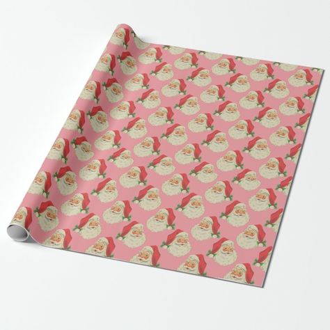 Retro Pink Santa Claus Christmas Wrapping Paper  Zazzle Pink Santa Claus, Christmas Gifts 2022, Santa Head, Pink Santa, Gifts 2022, Jolly Santa, Vintage Santa Claus, Santa Claus Christmas, Vintage Santa