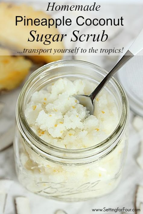 Coconut Sugar Scrub Recipe, Homemade Pina Colada, Coconut Sugar Scrub, Săpunuri Handmade, Sugar Scrub Homemade, Homemade Scrub, Dry Flaky Skin, Sugar Scrub Recipe, Diy Body Scrub