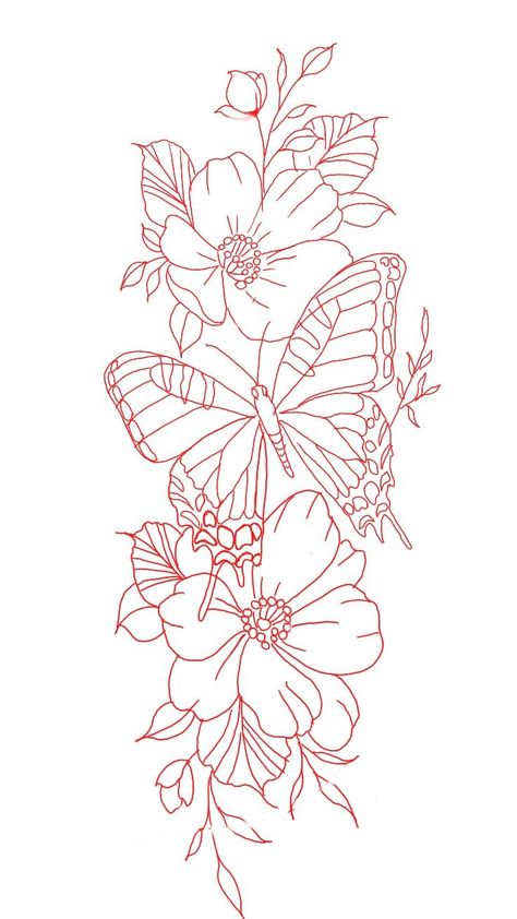 Flower With Butterfly Tattoo, Tattoo Ideas Female Stencil, Flower With Butterfly, Flower Tattoo Stencils, Stencil Flower, Butterfly With Flowers Tattoo, Butterfly Tattoo Stencil, Butterfly Stencil, Dot Tattoos