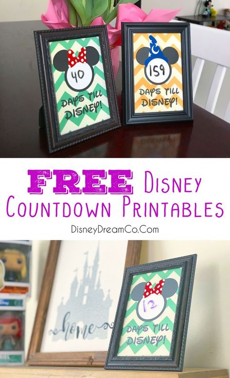 These FREE Disney Countdown printables are perfect for any vacation! Disney World, Disneyland, and even Disney Cruise! So many different designs too! A great way to keep track of your Disney vacation! #disneyworld #wdw #waltdisneyworld #disneyland #disneycruise #tips #disneytips Disney World Countdown, Disney Vacation Countdown, Disney Trip Reveal, Countdown To Disney, Disney Calendar, Disney Trip Surprise, Disney World Secrets, Disney Countdown, Disneyland Planning