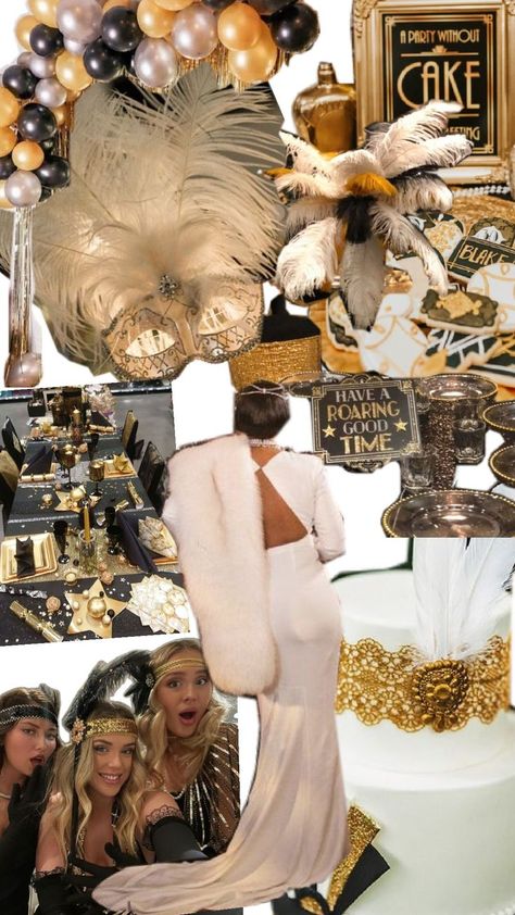 20s Theme Bachelorette Party, Roaring 20s 40th Birthday Party, Goodbye To The Roaring 20s Party, Gatsby Themed Birthday Party, The Great Gatsby Birthday Theme, Great Gatsby Prom Decorations, Prohibition Themed Party, 1920 Birthday Party Ideas, Gatsby Nye Party