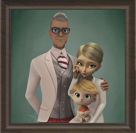 Gabriel And Emily, Emilie Agreste, Father Gabriel, My Animated Story, Agreste Family, Peacock Miraculous, Nathalie Sancoeur, Cartoon Network Fanart, Adrien Miraculous