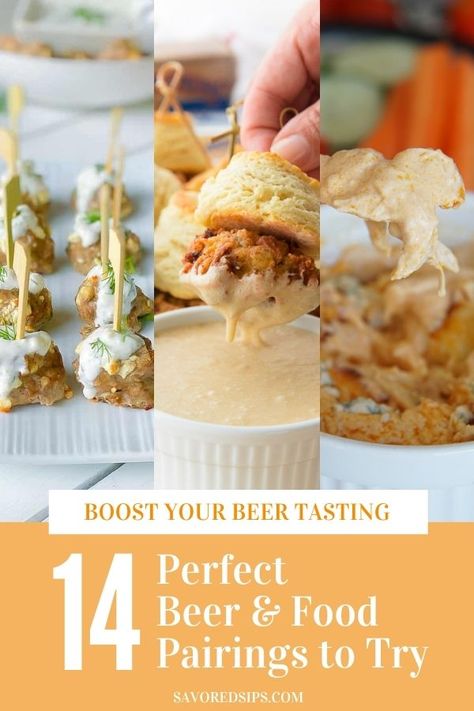 Looking for some great appetizers to pair with beer to elevate your experience? We've selected 14 great appetizers and suggested beer pairings for them, based on flavor profile. Beer Tasting Party Food, Tasting Party Food, Beer Appetizers, Beer Food Pairings, Beer Tasting Parties, Goat Cheese Appetizer, Tangy Bbq Sauce, Pumpkin Beer, Beer Pairing