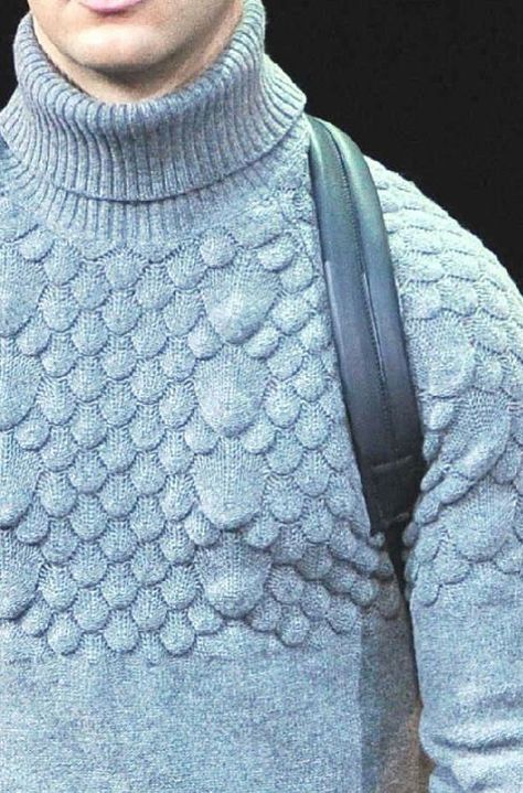 Knit Dragon, Mens Knitwear, Knitwear Inspiration, Knit Texture, Knit Men, Fish Scale, Knitwear Fashion, Beautiful Knitting, Knitwear Men