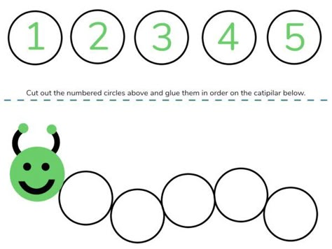 Caterpillar Math Free Printable Preschool Worksheets (Numbers 1 – 5) Caterpillar Number Matching, Counting Caterpillar Free Printable, Number 5 Art, Caterpillar Template, Number 1 Art, Caterpillar Math, Catter Pillar, Number Caterpillar, Caterpillar Counting