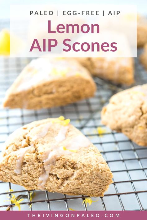 You'll never believe these are egg-free Paleo and AIP scones - just simply amazing! Lemony goodness with just the right amount of density to sink your teeth into. The perfect breakfast treat! Cassava Flour Scones, Aip Scones, Aip Thanksgiving, Aip Lunch, Aip Treats, Aip Baking, Aip Snacks, Aip Foods, Aip Breakfast