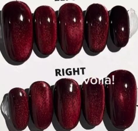 Dark burgundy cat eye nails Burgundy Cat Eye Nails, Aura Red, Eye Nails, Dark Burgundy, Cat Eye Nails, Cat Eye, Aura, Nails, Red