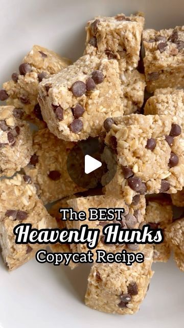 Ali on Instagram: "RECIPE IS NOW BELOW ⬇️   It’s here! The best Heavenly Hunks copycat recipe! These require just a handful of vegan and gluten-free ingredients and NO baking! These took so many tries but I wanted to nail them and mission accomplished- they taste identical to Heavenly Hunks and even the texture is spot on without having to bake them. We’ve been loving these for a little snack or dessert and they’ve been perfect to put in my daughter’s lunchbox- such a fun kids treat!   RECIPE ⬇️  Ingredients:  -5 tbsp pure maple syrup  -6 tbsp semi-solid coconut oil (soft and scoopable) -2 cups sprouted rolled oats  -3/4 cup oat flour  -1/2 cup shredded unsweetened coconut  -5 tbsp light brown sugar  -2 tsp vanilla extract  -1/2 tsp salt  -Heaping 1/3 cup mini chocolate chips   Instruction Heavenly Hunks Recipe Copycat Healthy, Cliff Bar Copycat Recipes, Heavenly Hunks Recipe Copycat, Heavenly Hunks Recipe, Sprouted Rolled Oats, Kids Treat, Mission Accomplished, Unsweetened Coconut, Energy Bites