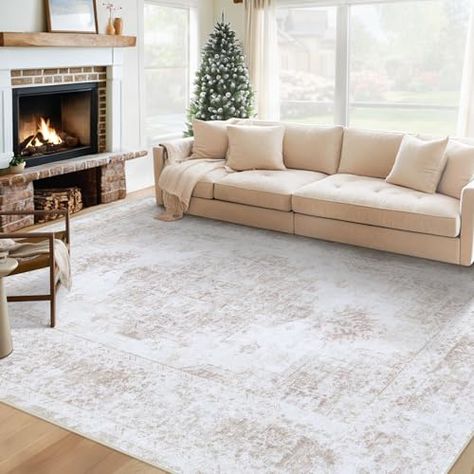 XLUEZ Area Rug 6x9 Living Room Rug, Machine Washable Vintage Distressed Medallion Rug Non-Slip Soft Low Pile Large Indoor Rugs for Bedroom Kitchen Dining Room Office(Beige,6'x9') Office Beige, Neutral Backdrop, French Country Living, French Country Living Room, Taupe Rug, Vintage Medallion, 6x9 Area Rugs, 5x7 Area Rug, Rugs For Bedroom