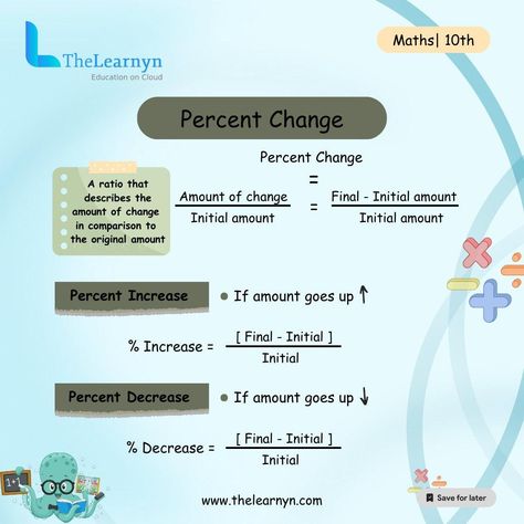 🔢 Mastering Percentages: Unlocking the Magic of Numbers! Are percentages giving you a headache? Fear not! Let's dive into the world of percentages and unveil the secrets behind finding the percentage and percentage change formula. 🔍 Finding the Percentage Formula: Want to know how to calculate the percentage of a number? It's simple! Just multiply the number by the percentage and divide by 100. Voilà! You've got the percentage! 🔄 Percentage Change Formula: Ever wondered how to calculate t... Percentage Of A Number, Percentage Formula, Study Apps, Chemistry Lessons, Headache, Chemistry, The Magic, Let It Be, The World