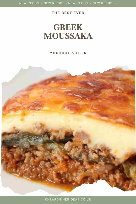 This Greek Moussaka recipe stays true to tradition with a yogurt and feta cheese topping - a lighter alternative to béchamel. #moussaka #authenticrecipe Moussaka Recipe Greek, Traditional Greek Moussaka Recipe, Greek Moussaka Recipe, Greek Moussaka, Cheap Dinner Ideas, Moussaka Recipe, Greek Seasoning, Greek Yogurt Recipes, Greek Flavors