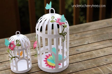 Patricia's Birdcage | Under A Cherry Tree Diy Bird Cage, 3d Templates, Vintage Furniture Design, Birdcages, Diy Birds, Paper Birds, Bird Crafts, Bird Cages, Silhouette Cameo Projects