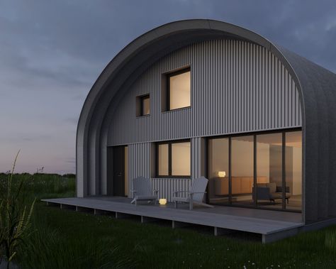 Harding House - Lombard, Illinois — ERA / Eric Rothfeder Architect Quonset Homes, Quonset Hut Homes, Arch Building, Hut House, Quonset Hut, Residential Garage, Open Space Living, Community Center, Modern Barn