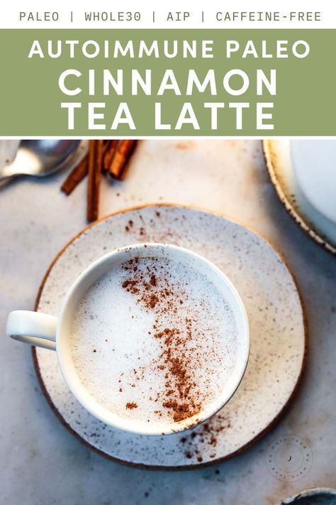 The only thing better than a home-brewed cinnamon tea recipe is upgrading it to a coconut milk latte. All you need are a few pantry staples and 15 minutes of steeping time. Plus, it’s Paleo and AIP-friendly, caffeine-free, and a great coffee alternative! #Paleo #AIP #Whole30 #CaffeineFree #PaleoFriendly #PaleoRecipe #AIPFriendly #AIPRecipe Coconut Milk Latte, Cinnamon Tea Recipe, Coconut Milk Tea, Aip Treats, Low Fodmap Vegan, Coconut Milk Rice, Fodmap Vegan, Autoimmune Protocol Recipes, Paleo Drinks