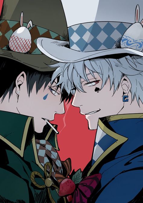 hijikata & gintoki Victorian Anime Guy, Victorian Anime, Victorian Outfits, Gintama Funny, Gintama Wallpaper, Anime Guy, Mad Hatters, Outfits Black, Anime Boys