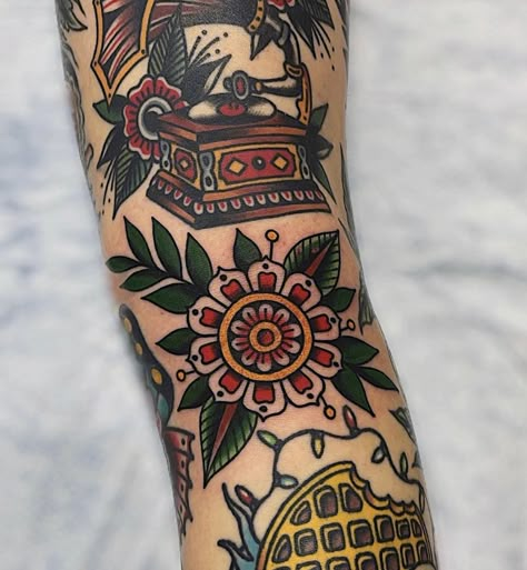 Underarm Tattoo, Cowgirl Tattoos, Traditional Tattoo Inspiration, Traditional Style Tattoo, Elbow Tattoos, Traditional Tattoo Sleeve, Dad Tattoos, American Traditional Tattoo, Great Tattoos