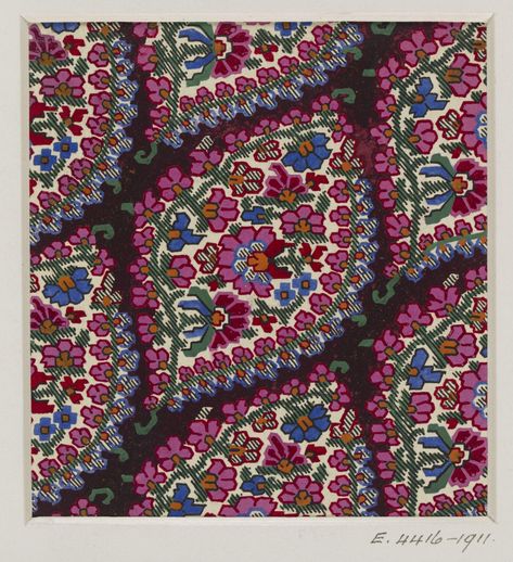 Design for a Paisley Shawl | George Haité | V&A Explore The Collections Paisley Shawl, Jacquard Loom, Drawing Studies, Bethnal Green, Border Embroidery Designs, Border Embroidery, Shawl Patterns, National Art, Victoria And Albert