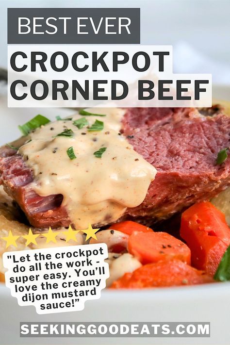 The best crockpot corned beef recipe! Corned beef and cabbage is an easy slow cooker recipe that is a family friendly dinner! Cooked low and slow all day results in a very tender & juicy corned beef brisket. A low carb and keto recipe that can be customized and enjoyed by everyone at your table. Serve this as an easy weeknight dinner or for St. Patrick's Day. Yum!! Best Crockpot Corned Beef, Beef Brisket Crock Pot, Crockpot Corned Beef And Cabbage, Slow Cook Corned Beef, Crockpot Corned Beef, Healthy Stew Recipes, Cabbage Slow Cooker, Brisket Crock Pot, Crockpot Cabbage Recipes