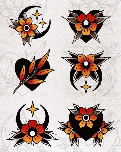 American Traditional Crystal Tattoo, Top Of Wrist Tattoos Traditional, American Traditional Designs, Fall Flash Sheet, Neo Traditional Flash, Traditional Tattoo Flash Art, Traditional Tattoo Inspiration, Traditional Tattoo Flowers, Traditional Style Tattoo