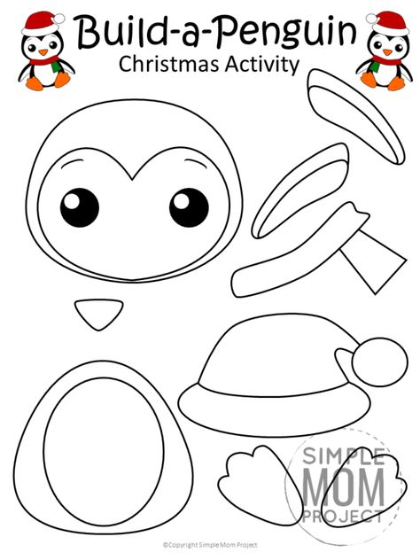 Looking for a fun and easy Christmas penguin craft your preschoolers and kindergarten kids to make in the classroom? This penguin craft makes a perfect greeting card or diy Christmas ornament! Use the free printable penguin template, follow the simple step-by-step instructions and have a Merry crafting time! #WinterCrafts #ArcticCrafts #Christmas #ChristmasCrafts #Penguin #PenguinCrafts #SimpleMomProject Penguin Crafts Preschool, Penguin Printable, Pets Wallpaper, Kindergarten Coloring, Craft Preschool, Penguin Coloring Pages, Penguin Crafts, Penguin Coloring, Penguin Craft