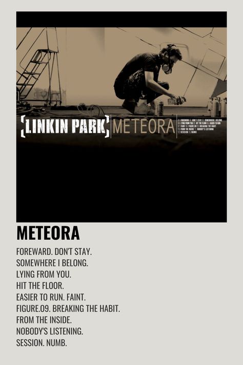 Alternative Minimalist Album Covers Rock, Linkin Park Album Cover, Linkin Park Poster, Linkin Park Meteora, Linking Park, Album Posters, Minimalist Music, Grunge Posters, Retro Band