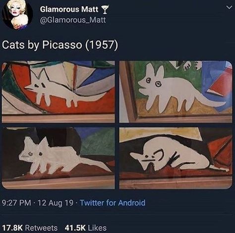 Picasso Cat, Cat Doodles, Regard Animal, Photography Motivation, Cat Paintings, Owning A Cat, Cat Meme, Animals Art, Silly Cats