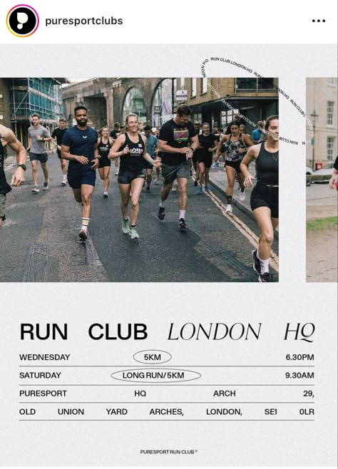 Run Club Ideas, Running Graphic Design, Run Club Aesthetic, Puresport Run Club, Uvu Running Club, Running Typography, Run Typography Design, Running Club Logo, Running Race Poster